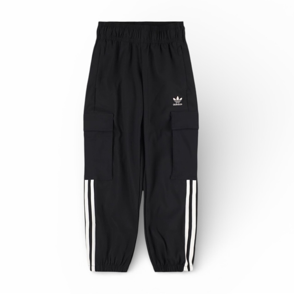 Adidas Originals Kids Cargo Pants Black with White Stripes Size L 13-14 y